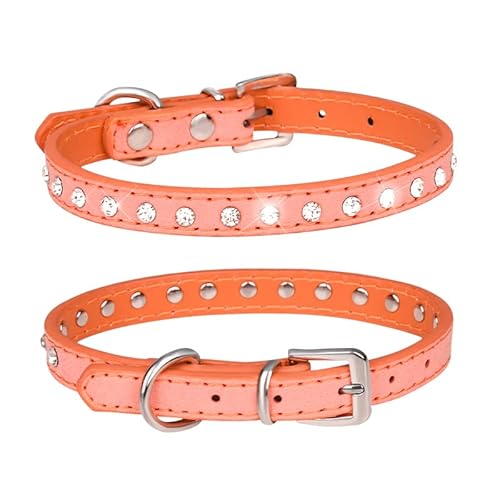Serijoars Hundehalsband für Welpen, mit Kristalldiamanten, bunt, glitzernd, für Mädchen, Welpen, kleine Hunde, Katzen (XS, Orange) von Serijoars