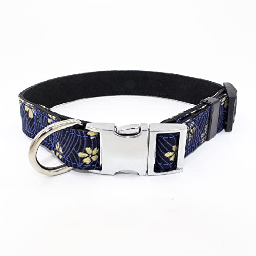 Serijoars Oster-Hundehalsband, Baumwolle, Designer-Hundehalsband, niedliche Blume, Hundehalsband für Mädchen, weiblich, Welpenhalsband für kleine, mittelgroße und große Hunde, Geschenk (S, marineblaue von Serijoars