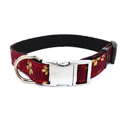 Serijoars Oster-Hundehalsband, Baumwolle, Designer-Hundehalsband, niedliche Blume, Hundehalsband für Mädchen, weiblich, Welpenhalsband für kleine, mittelgroße und große Hunde, Geschenk (S, rote Blume) von Serijoars