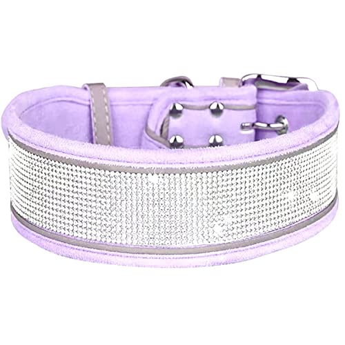 Serijoars Strass-Hundehalsband, schillernd, funkelnd, weich, bequem, reflektierend, großes Hundehalsband, Kristall-Diamant-Halsband für kleine, mittelgroße und große Hunde (S, Lila) von Serijoars