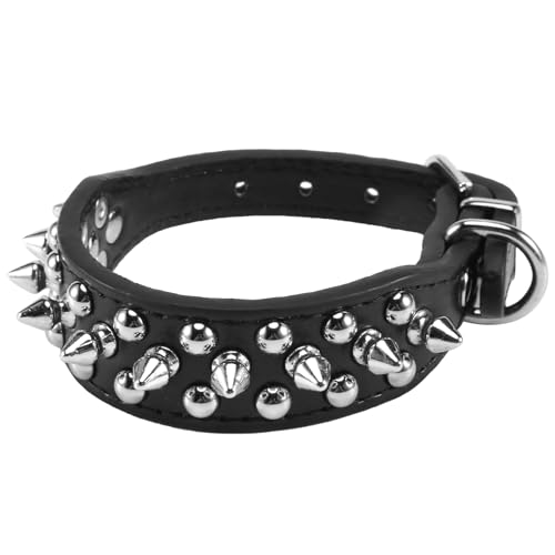 Sessleger Hundehalsband aus Leder, spitz, 1 Zoll, groß für Rassen und Welpen (Schwarz, S: für Hals 6-8 Zoll) von Sessleger