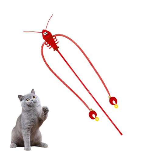 Setauoo Cat Stick Toy - Flopping Lobster Cat Toy - Kitten Chewing Toy Extension Rod Kitten Teaser Wand Slightly Elastic For Medium Cat von Setauoo