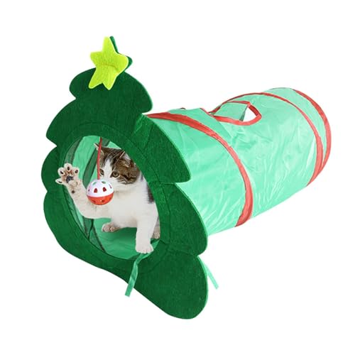 Setauoo Gefalteter Katzentunnel – stabiler Kitty-Tunnel, Guckloch-Spielzeug mit Ball für Katzen, Katzenrohr für Indoor-Katzen, verschleißfester Haustiertunnel für Kaninchen, Kätzchen und Hunde von Setauoo