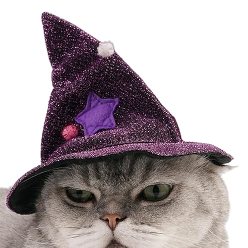 Setauoo Haustierkostüme für Hunde – Glitzer-Halloween-Hundekleidung, Katzen-Hexenkostüm, weiches Hexenkostüm, Katzen-Zauberer-Outfit für Halloween-Fotografie von Setauoo