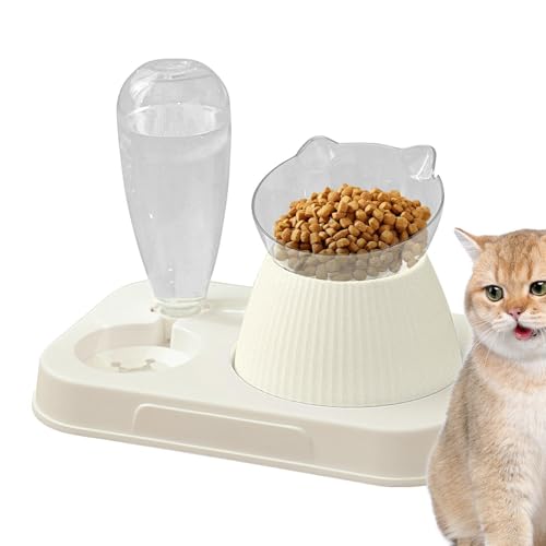 Setauoo Haustierschalen Katze, Katzenfutterschalen | Katzen -Fütterungsschale trocken nass getrennter Wasserspender,Small Dog Bowls Anti-Tip-Automatikspender für Haustierpuppenkätzchen von Setauoo