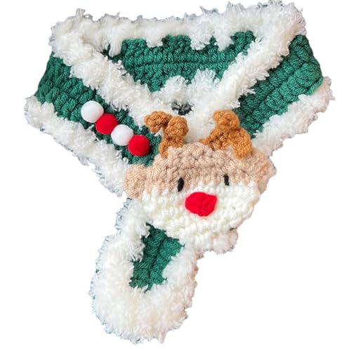 Setauoo Hunde-Weihnachtsschals, Weihnachts-Katzenschal,Haustier-Strickschal-Weihnachtskostüme - Verstellbarer Winter-Halswärmer für Hunde, Feiertags-Hundehalstücher für das tägliche Tragen von von Setauoo