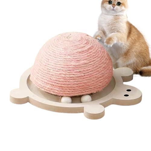 Setauoo Kratzunterlage für Kätzchen, Schildkrötenform, Sisal, halbe Kugel, verschleißfest, kratzfest, mit rollenden Holzkugeln für kleine Katzen von Setauoo