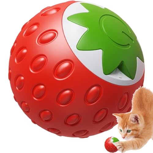 Setauoo Smart Ball Katzenspielzeug | Erdbeere Rolling Smart Ball Katzenspielzeug - Intelligente Hindernisvermeidung, Elektronisches Katzenspielzeug, Auto Off Interaktives Katzenspielzeug für Indoor von Setauoo