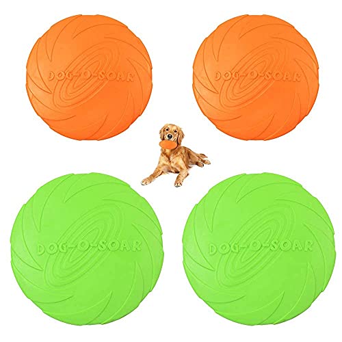 4 Stück Dog Frisbee Disc, Gummiflugscheiben Hundeflugscheiben Spielzeug, Pet Chew Rubber für Hundetraining, Werfen, Fangen und Spielen, Geeignet für mittlere und große Hunde (18 cm / 15 cm) von Seully