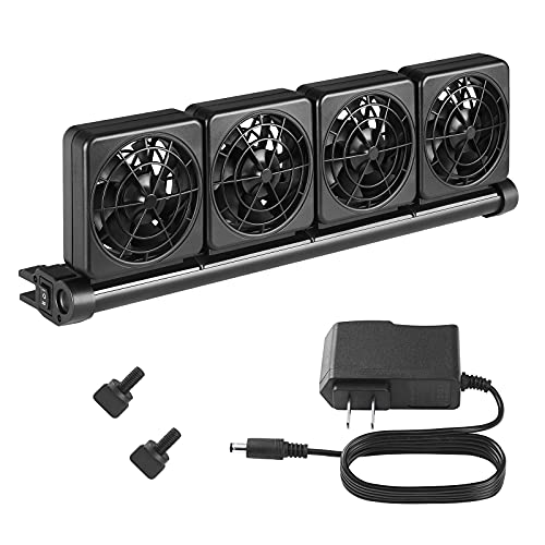 Seven Master Aquarium-Kühler, Aquarium-Kühlventilatorsystem, 4 Köpfe, Windkraft und Winkel, verstellbar, Clip-On-Kühler, 2 Gänge zur Steuerung (4 Köpfe) von Seven Master