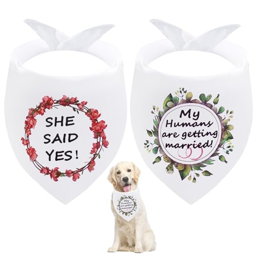 Seyezo Hundehalstücher mit Aufschrift "My Humans are Getting Married", Hundehalstuch, Haustierschal, Verlobungsfeier, Foto-Dekoration, Haustierzubehör für Hundeliebhaber, Grün + Rot von Seyezo