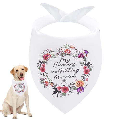 Seyezo Hundehalstücher mit Aufschrift "My Humans are Getting Married", Hundehalstuch, Haustierschal, Verlobungsfeier, Foto-Dekoration, Haustierzubehör für Hundeliebhaber, buntes Blumenmuster von Seyezo