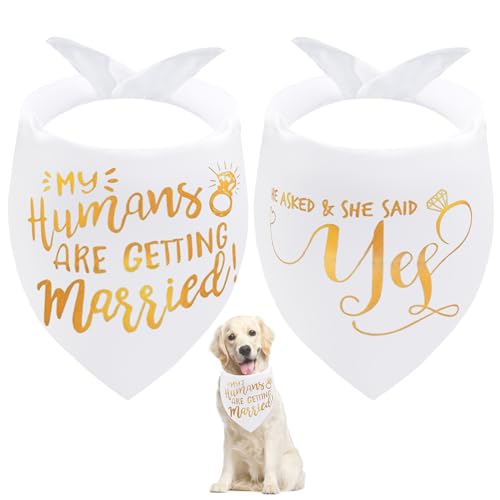 Seyezo Hundehalstücher mit Aufschrift "My Humans are Getting Married", Hundehalstücher für Hochzeit, Haustierschal, Verlobungsfeier, Foto-Dekorationen, Haustierzubehör für Hundeliebhaber, Gold, von Seyezo