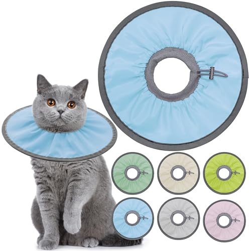 Seyezo Leichtes Katzenkegelhalsband, weich, bequem, Katzen-Genesungshalsband nach Operationen, elisabethanisches E-Halsband für Katzen, Kegel für Katzen, um das Lecken zu stoppen (Babyblau, Medium) von Seyezo