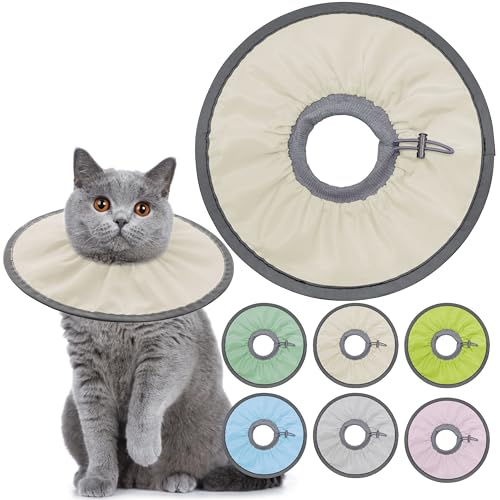 Seyezo Leichtes Katzenkegelhalsband, weich, bequem, Katzen-Genesungshalsband nach Operationen, elisabethanisches E-Halsband für Katzen, Kegel für Katzen, um das Lecken zu stoppen (Khaki, Medium) von Seyezo