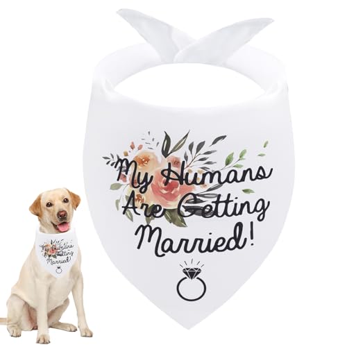 Seyezo Verlobungsgeschenke, Hundehalstücher mit Aufschrift "My Humans are Getting Married", Hochzeits-Hundehalstuch, Haustier-Schal, Verlobungsfeier, Foto-Dekorationen, Haustierzubehör für von Seyezo