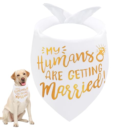 Seyezo Verlobungsgeschenke, Hundehalstücher mit Aufschrift "My Humans are Getting Married", Hochzeits-Hundehalstuch, Haustier-Schal, Verlobungsfeier, Foto-Dekorationen, Haustierzubehör für von Seyezo