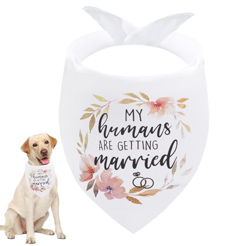 Seyezo Verlobungsgeschenke, Hundehalstücher mit Aufschrift "My Humans are Getting Married", Hochzeits-Hundehalstuch, Haustier-Schal, Verlobungsfeier, Foto-Dekorationen, Haustierzubehör für von Seyezo