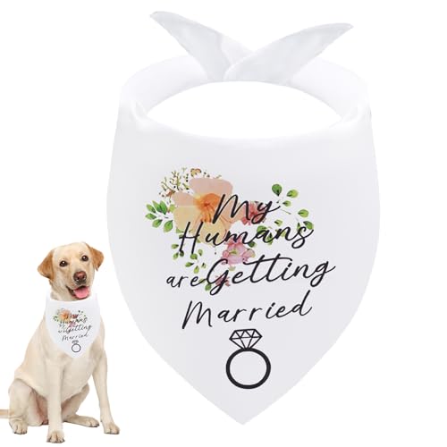 Seyezo Verlobungsgeschenke, Hundehalstücher mit Aufschrift "My Humans are Getting Married", Hochzeits-Hundehalstuch, Haustier-Schal, Verlobungsfeier, Foto-Dekorationen, Haustierzubehör für von Seyezo