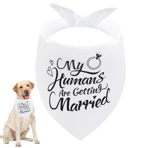 Seyezo Verlobungsgeschenke, Hundehalstücher mit Aufschrift "My Humans are Getting Married", Hochzeits-Hundehalstuch, Haustier-Schal, Verlobungsfeier, Foto-Dekorationen, Haustierzubehör für von Seyezo