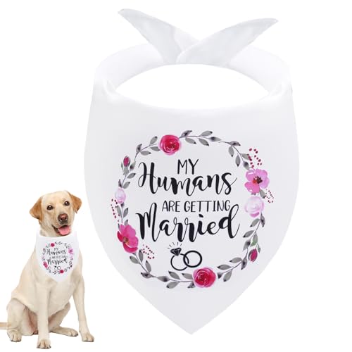 Seyezo Verlobungsgeschenke, Hundehalstücher mit Aufschrift "My Humans are Getting Married", Hochzeits-Hundehalstuch, Haustier-Schal, Verlobungsfeier, Foto-Dekorationen, Haustierzubehör für von Seyezo