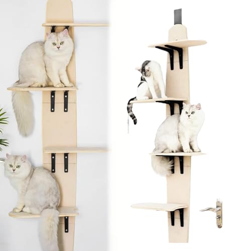 Seymal Klettergerüst for Katzen über der Tür, 4-stufige Katzentürregale, an der Tür hängende Katzenregalstange, Katzenbaum aus Holz, Katzenturm, Aktivitätszentrum-Spielplatz for Hauskatzen(A1) von Seymal