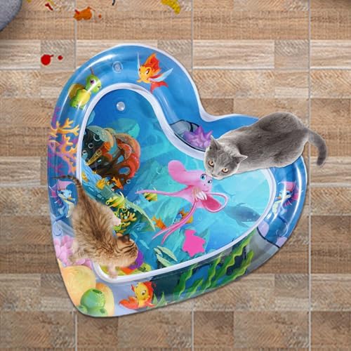 Katze Wasserspielmatte, sensorische Wasserspielmatte für Katzen, Wasserbodenmatte für Haustiere, Haustier Wasser sensorische Matte für Hunde, aufblasbarer Spielbereich, interaktives Spielzeug für von Seyrnicay