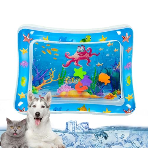 Katzenwasser sensorische Spielmatte, Katzenwassermatte Spielzeug, verdicktes Katzenwasser sensorisches Pad, Haustier Wassersensor Matte, Katze Wasser sensorische Spielmatte, SeaOcean Thema, fühlen Sie von Seyrnicay