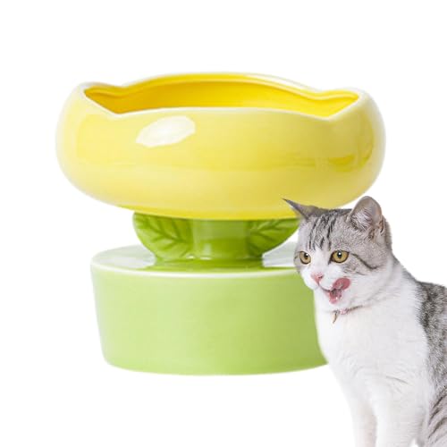 Seyrnicay Erhöhter Futternapf für Katzen, Wassernapf für Haustiere, erhöhtes Blumendesign, Halswirbelsäulenschutz, Trinknapf für Hundefutter von Seyrnicay