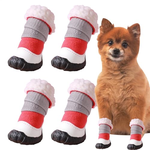 Seyrnicay Rutschfeste Hundeschuhe – warme Haustier-Hundestiefel für kaltes Wetter, rutschfeste Hundeschuhe, wasserdichte Hundeschuhe für Schnee, Strand, Wandern, Camping von Seyrnicay