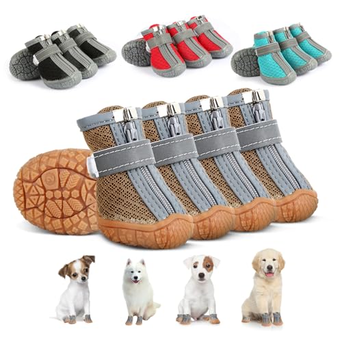 Sezlinver Puppy Hundestiefel & Pfote Beschützer, 4PCS Hundeschuhe für kleine Hunde im Sommer Hot Pavement, Winter Snow Day, Wandern, Indoor Hardfloors mit Anti-Rutsch-Sohle von Sezlinver