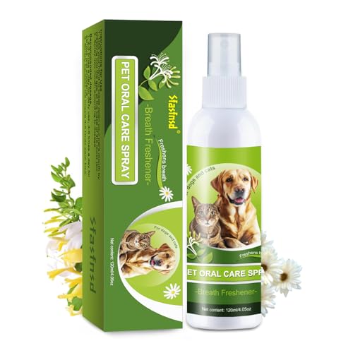 Sfasfnsd Mundpflege für Haustiere, Dentalspray für Hunde, Entfernt Plaque Auf Natürliche Weise, Deodorant für Haustiere, Reinigt die Zähne Ohne Bürsten, Hält den Atem Frisch(120ml) von Sfasfnsd