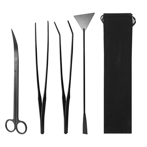 4 Stück Aquarium aquascaping Tools,aquascaping Set,Edelstahl Premium Aquarium Werkzeuge,wasserpflanzen pinzette Schere spachtel Kits,ür aquarienstarter von Sgehai