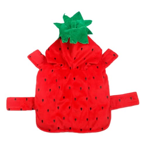 Sghtil Halloween-Kostüm mit Erdbeeren, Haustierkostüm mit Erdbeeren | Pullover Kätzchen – Halloween-Kostüm für Haustiere, rotes Weihnachts-Welpenoutfit mit Erdbeeren von Sghtil