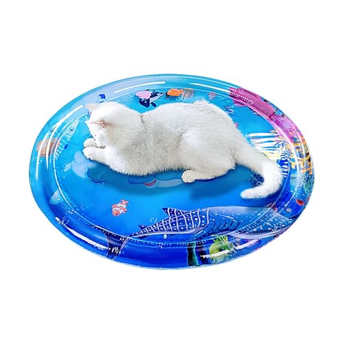 Sghtil Wasser-Sensor-Spielmatte für Katzen,Wasser-Spielmatte für Katzen | Wassersensor-Spielmatte für Haustiere | Katzen-Wasser-Sensor-Spielmatte mit Fisch für Hauskatzen, interaktives Katzenspielzeug von Sghtil