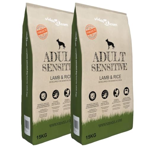 Premium-Trockenhundefutter Adult Sensitive Lamb & Rice 2 x 15 kg, ShGaxin Hundefutter Trocken, Dog Food, Hundefutter Aufbewahrung von ShGaxin