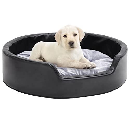 ShGaxin Hundebett, Hundesofa, Hunde Bett, Hundekissen, Dog Bed, Kuschelbett Katzen, Hunde Couch, Hunde Sofabett, Schwarz-Grau 69x59x19 cm Plüsch und Kunstleder von ShGaxin