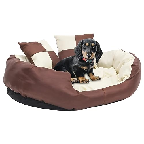 ShGaxin Hundekissen Wendbar und Waschbar, Hundebett, Hundematte, Dog Bed, Hundematratze, Hundesofa, Hunde Bett, Braun und Creme 85x70x20 cm von ShGaxin