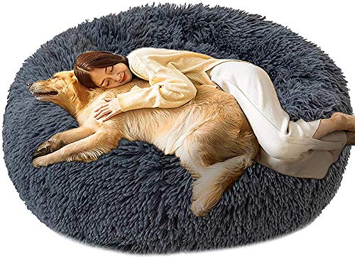 Deluxe-Haustierbett, Hundebett mit Flauschige Plüsch, Donut Cuddler Haustierbett, für Mittelgroße und Große Hunde, Hautfreundlich Atmungsaktiv Plüsch Haustierbett, Wunderschönen Gemütlichem Tierbett von Shadowin