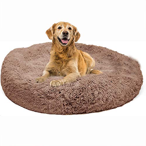 Deluxe-Haustierbett, Rutschfest Haustierbett für Katzen und Hunde, Wunderschönen, XL Rundes Plüsch Hundebett, Hautfreundlich und Atmungsaktiv, Hundebett in Doughnut-Form, Weich Bequem Haustierbett von Shadowin