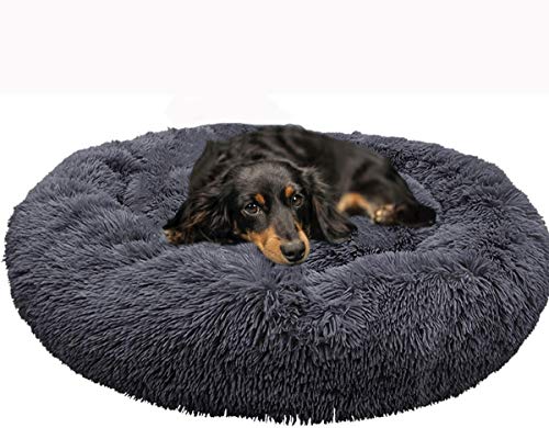 Deluxe-Haustierbett, Rutschfest Haustierbett für Katzen und Hunde, Wunderschönen, XL Rundes Plüsch Hundebett, Hautfreundlich und Atmungsaktiv, Hundebett in Doughnut-Form, Weich Bequem Haustierbett von Shadowin