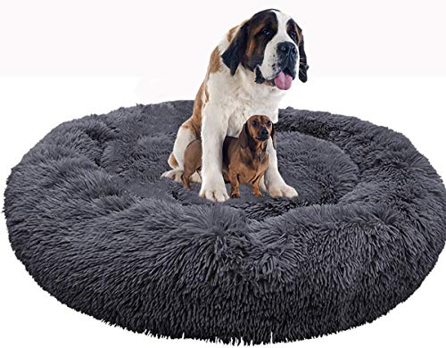 Donut Hundebett, Premium Orthopädisches Haustierbett für Große und Extra Große Hunde, XL Weiches Plüsch Haustierbett, Gemütlichem, Rundes Hundesofa mit Wasserfeste Unterseite, Hundekörbchen Waschbar von Shadowin