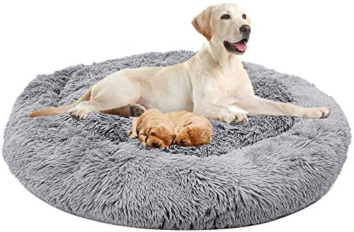 Haustierbett für Hund, Bequem Hautfreundlich Plüsch Hundebett, Donut Geformtes Haustierbett, Sehr Weich und Bequem Ovales Doughnut Nesting Cave-Bett, Geeignet für Katzen und Mittelgroße, Große Hunde von Shadowin