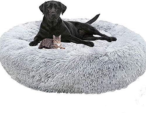 Plüsch Rund Donut Tierbett, XL Gemütlichem Dauerhaft Hundesofa Kissen, Warmes Weiches Plüsch Haustierbett, Hautfreundlich und Atmungsaktiv Haustierbett für Große und Mittelgroße Hunde und Katzen von Shadowin