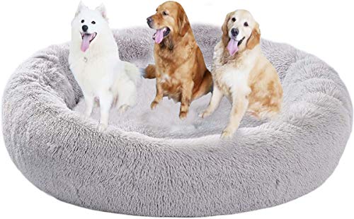 Warmes Weiches Plüsch Haustierbett, Rund Plüsch Hundebett, Donut Flauschig Haustierbett, Waschbar Schlafen Bett für Große Hunde, Waschbar Haustierbett für Katzen Hunde (100cm/110cm/120cm/130cm） von Shadowin