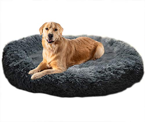 Wunderschönen Nützlich Haustierbett, Flauschige Hundebett mit Kuscheligem Plüsch, XXL Donut Cuddler Haustierbett, Rutschfest, Mittelgroße und Große Hunde Hautfreundlich Atmungsaktiv Haustierbett von Shadowin