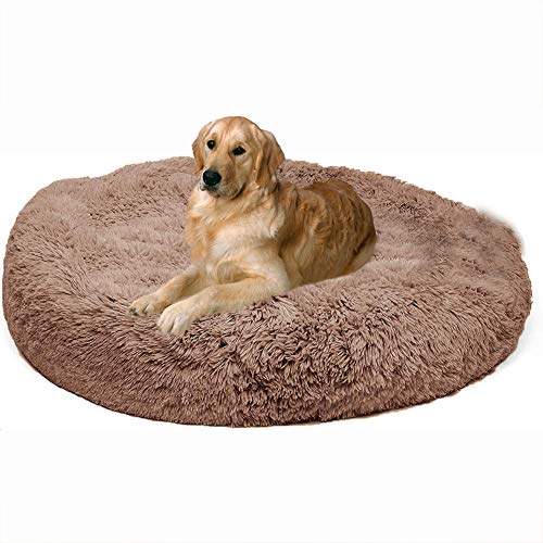 XL/XXL Deluxe Round Hundebett, Bequem und Atmungsaktiv Haustierbett, Waschbar, Rutschfest Dauerhaft Hundebett, Flauschige Plüsch Hundekissen, Gemütlichem Hundebett für Für Mittlere und Große Hunde von Shadowin