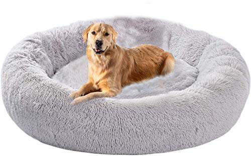 XL/XXL Donut Hundebett, Premium Wunderschönen Haustierbett für Große und Extra Große Hunde, Weiches Plüsch Haustierbett, Rutschfest, Rundes Hundesofa mit Wasserfeste Unterseite, Hundekörbchen Waschbar von Shadowin