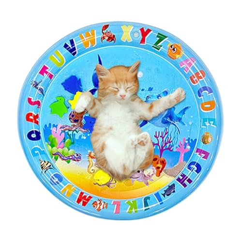 Wassersensorische Matte für Katzen, Bauchzeit-Wassermatte, mit Fisch für Haustierspiel, Faltbare Katzenmatte Spielzeug, interaktives Katzenspielzeug für gelangweilte Indoor-Katzen von Shaersu