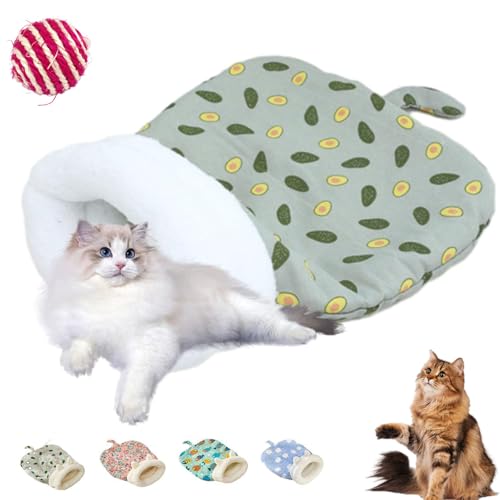 Cat Cozy Sleeping Bag, Winte Warm Pet Sleeping Bags, Self Warming Cat Cave Bed Fluffy Cat Tunnel Cat Hideaway Calming Sleeping Bag Bed for Cats Kittens (Green, Large) von Shafaja